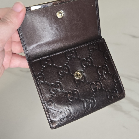 Gucci GG Guccisima Monogram Leather Compact Wallet in Dark Chocolate Brown - Picture 3 of 9